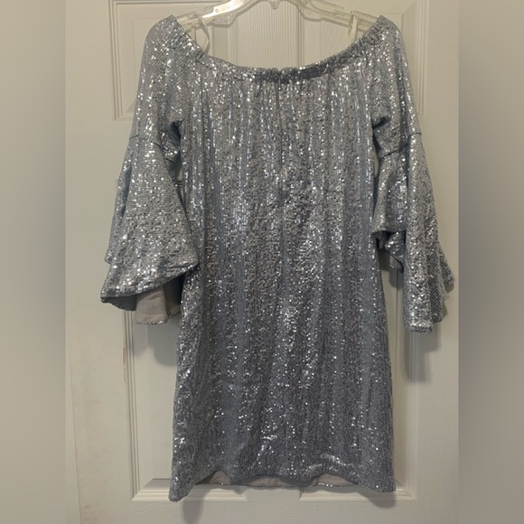 Boston Proper metallic Sequins Dress Size 10 - Picture 3 of 5
